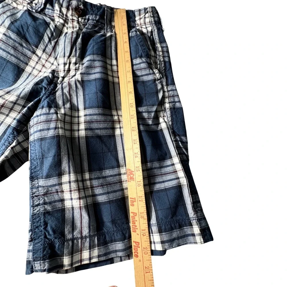 American Eagle Outfitters Mens Blue Plaid Classic Length Shorts Size 30